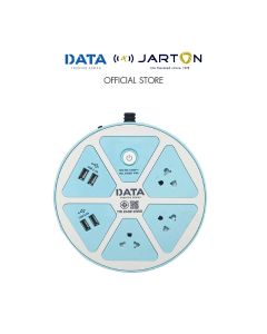 JARTON * DATA ปลั๊กไฟทรงกลม มอก. 2ช่อง 3สวิทซ์ 2USB ยาว 3ม. D-JT36243M สีฟ้า รหัส 134913