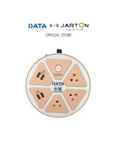 JARTON * DATA ปลั๊กไฟทรงกลม มอก. 2ช่อง 3สวิทซ์ 2USB ยาว 3ม. D-JT36243M สีพีช รหัส 134914