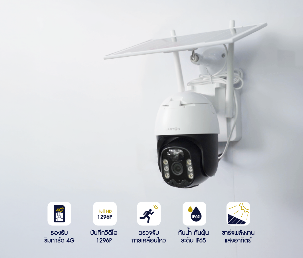 กล้องวงจรปิดโซล่าเซลล์ 4G 3MP PTZ Outdoor IP65
