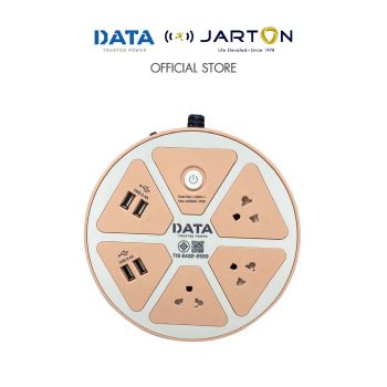 JARTON * DATA  ปลั๊กไฟทรงกลม มอก. 2ช่อง 3สวิทซ์ 2USB ยาว 3ม. D-JT36243M สีพีช  รหัส 134914
